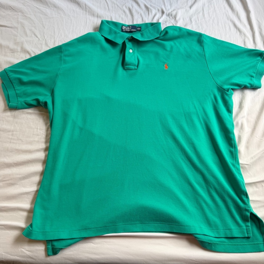 Polo Ralph Lauren Vintage Mens XXL Teal Green Short Sleeve Pony Logo Polo Shirt